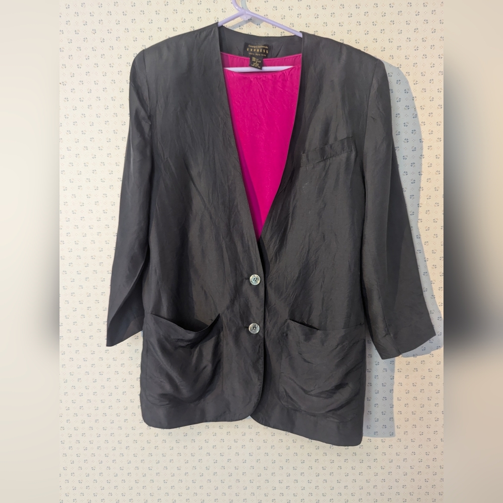 🖤 Silk Blazers Compagnie Internationale Express Small Oversized  Boho